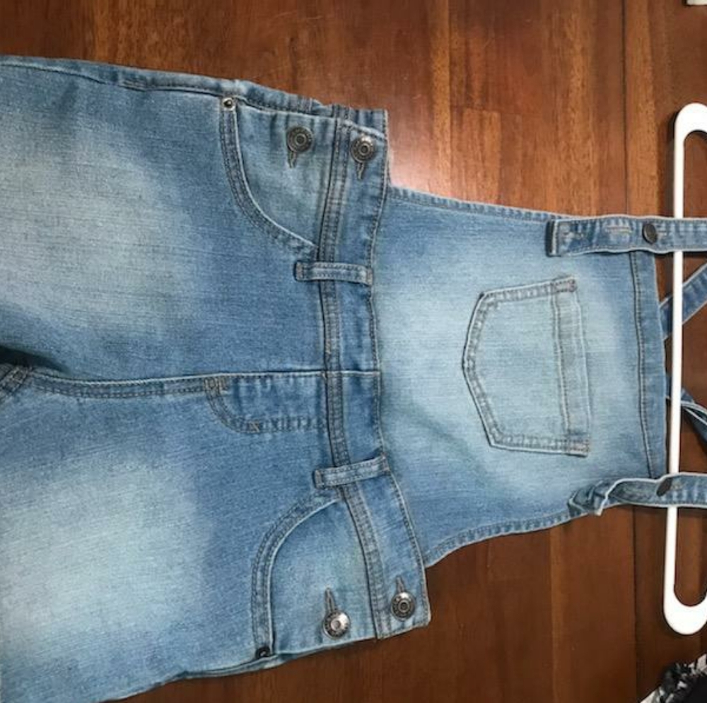 Girls frilly short overalls